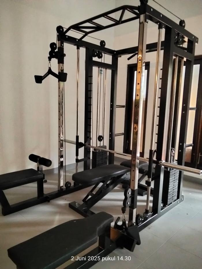 Alat Olahraga Fitness Homegym Smith Machine Multi Magnus X5 Cable Crossover Black
