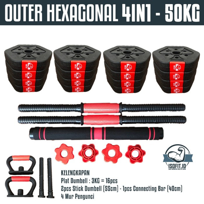 DUMBELL SET ROUND / Barbel / Alat Angkat Beban/ Alat Fitness - 2 IN 1 - 10KG