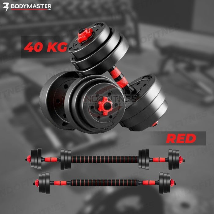 BODYMASTER 40KG BM-A015 Adjustable Dumbell Barbell ABS PVC dumbel - Kettle Handle, BELUM ONGKIR
