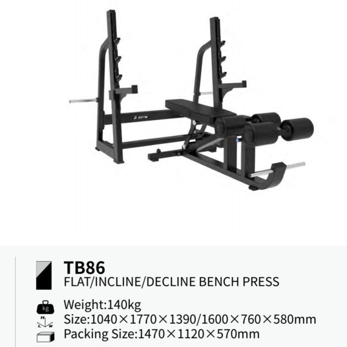 BRTW  Olympic Bench Press TB86 Flat/Incline/Decline/ Commercial Grade