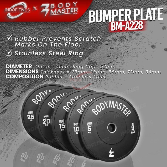 BODYMASTER Olympic Bumper Plate Rubber Barbell Beban 5 10 15 20 25 KG - 5KG, TOPED