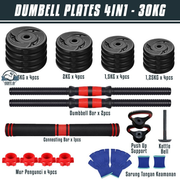 DUMBELL SET ROUND / Barbel / Alat Angkat Beban/ Alat Fitness - 2 IN 1 - 10KG