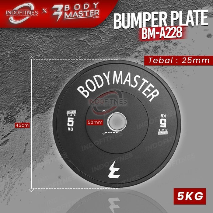 BODYMASTER Olympic Bumper Plate Rubber Barbell Beban 5 10 15 20 25 KG - 5KG, TOPED