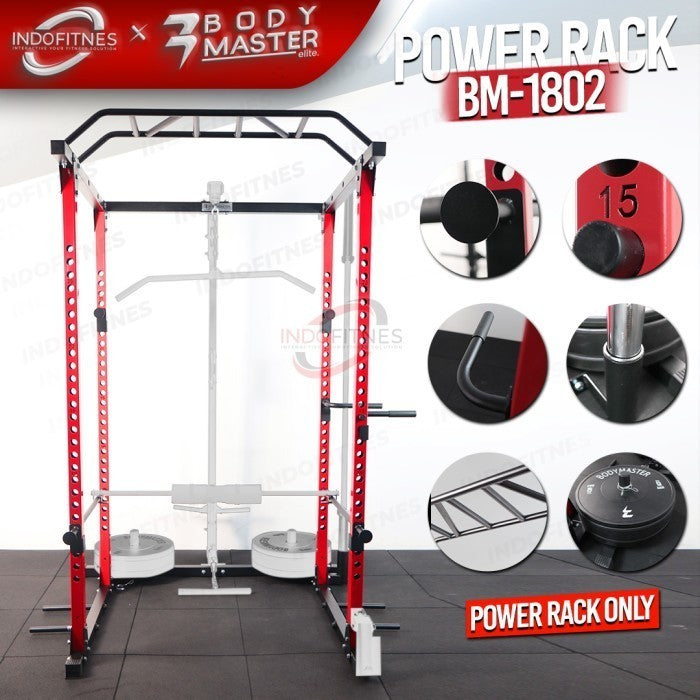 BODYMASTER Power Rack BM-1801 - Home Gym Power Cage Bench Press Squat - LANDMINE + TBAR, KURIR TOPED