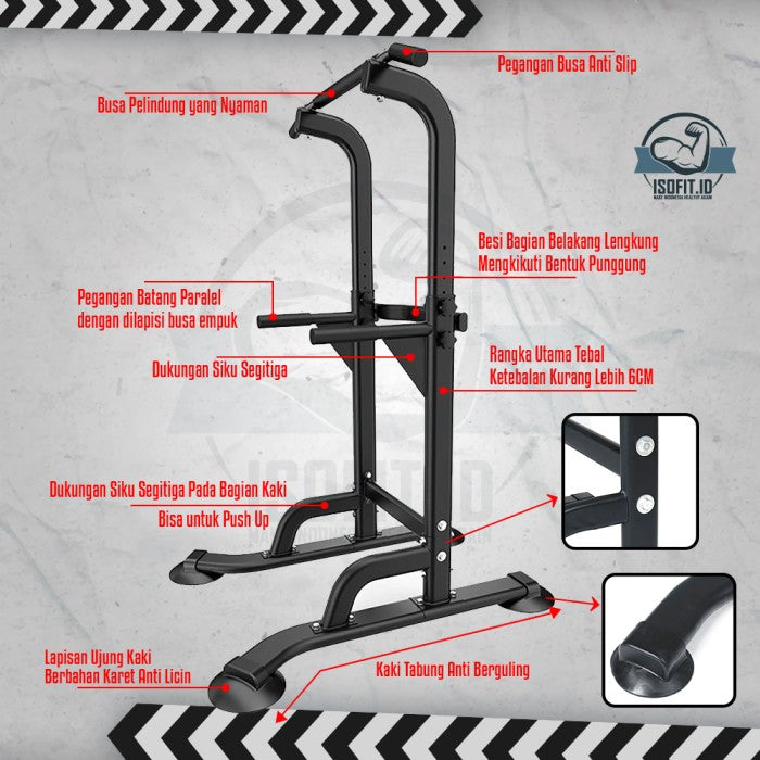 Multi-Function Pull Up / Dipping / Chin Up Hanging Bar - White Gloss
