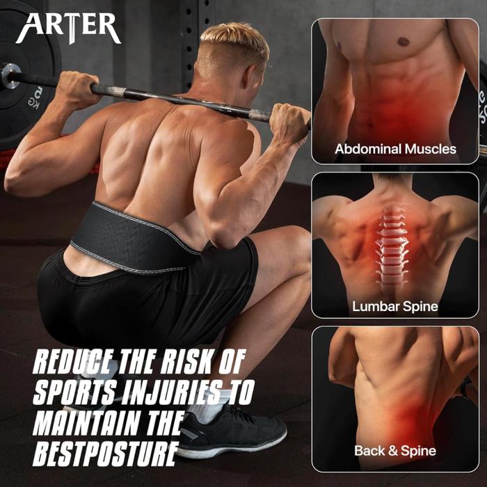 ARTER Gym Belt Weightlifting Kulit Sabuk Fitness Angkat Beban Powerlifting Deadlift Squat Back Support Spine Bench Press - S