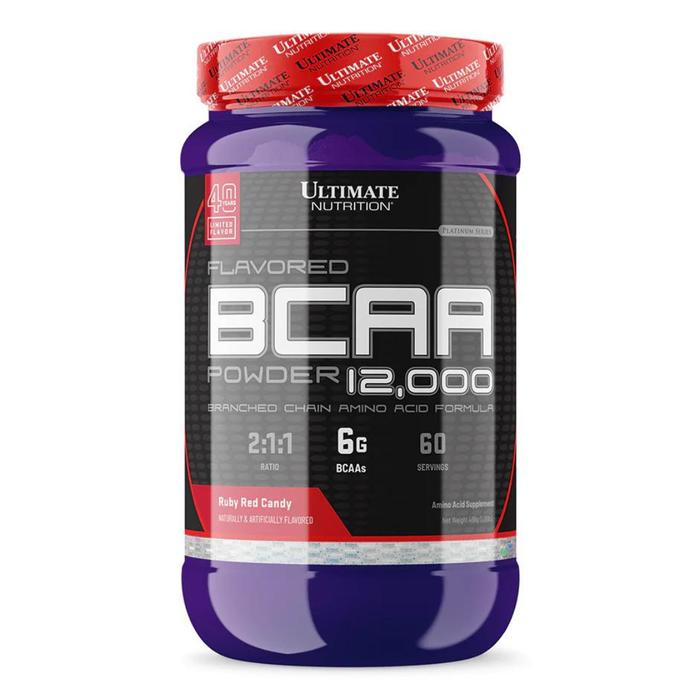 Ultimate Nutrition Flavored BCAA 12,000 suplemen fitness / suplemen gym / suplemen protein penambah massa otot - Fruit Punch, 475 gr