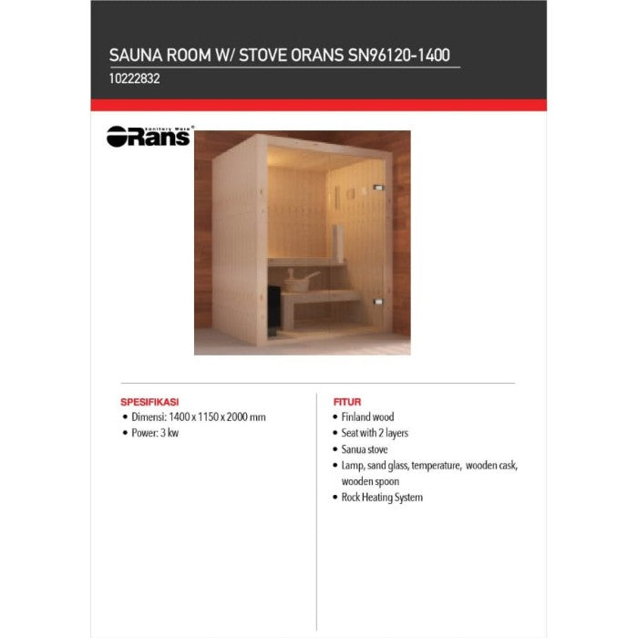 Orans Lemari Sauna Dengan Tungku Pemanas Sn96120-1400