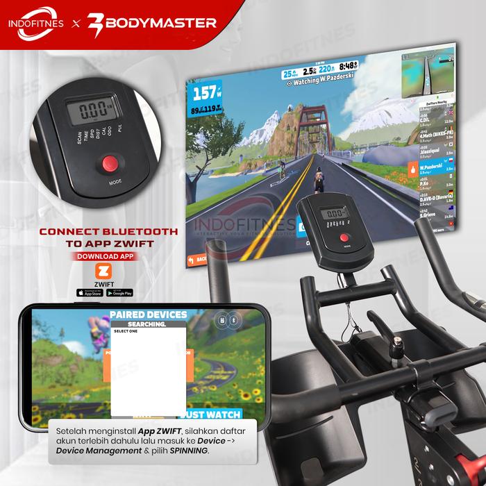 BODYMASTER Spinning Bike S80i Smart Maxtrainer, sepeda statis cardio alat fitness - Putih