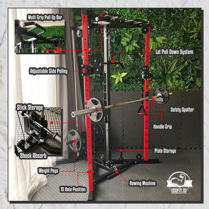 Multifunction Gym Bilateral Bird Trainer Squat Rack / Alat Gym Pelatihan Dayung Otot Tangan + Rak Squat