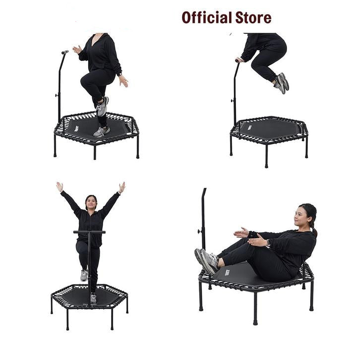 Kinetic 112 cm Trampoline Dengan Handle Bar Hrtr09E Trampolin Alat Bermain Dan Olahraga Jumping Pad