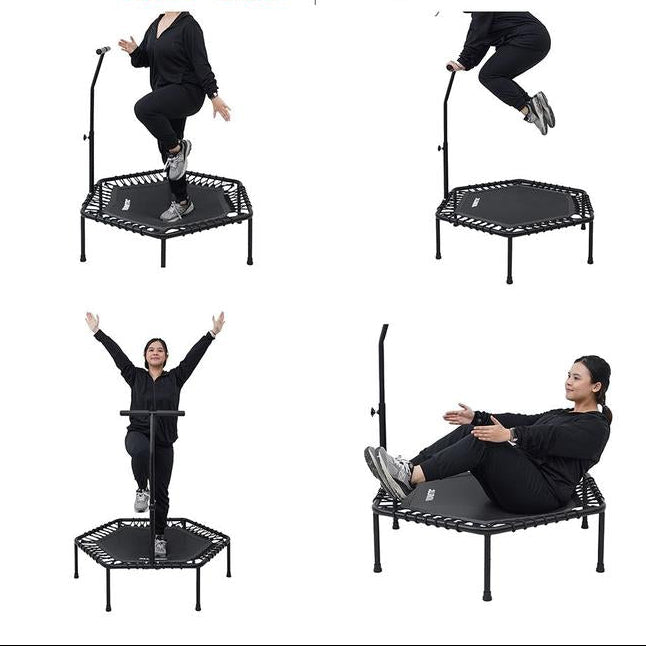 Kinetic 112 cm Trampoline Dengan Handle Bar Hrtr09E Trampolin Alat Bermain Dan Olahraga Jumping Pad