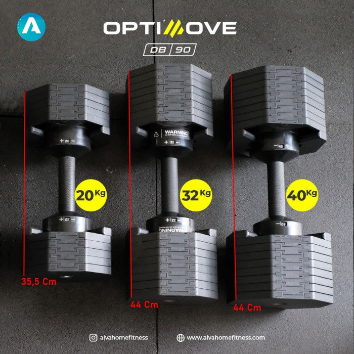 Optimove DB-90 Adjustable Hexa Dumbell Set 20 Kg - 32 Kg - 40 Kg - Rack Only