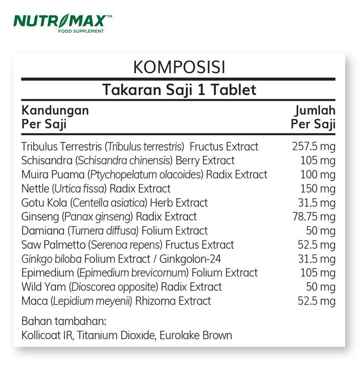 Nutrimax Stamina X Isi 30 Tablet Membantu Menjaga Kesehatan Pria dan Wanita