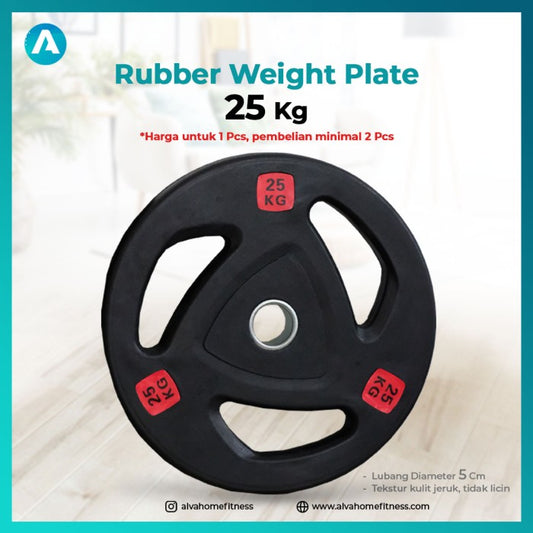 [5CM] Rubber Weight Plate Plat Beban Barbell Barbel 25 Kg