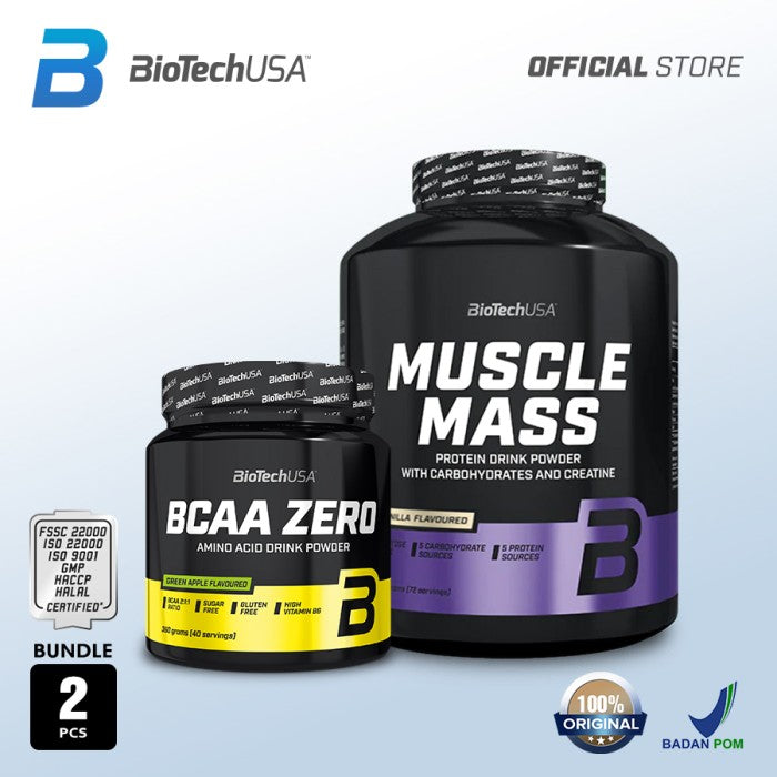 Bundle - Biotech Muscle Mass Gainer 4000 Gr  + BCAA Zero 360 Gr - Vanila