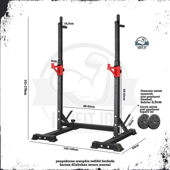 Adjustable Squat Frame / Barbell Bar Stand / Plat Dumbbell Rack