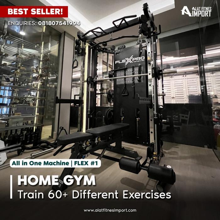 Flexpro All in One Trainer Bonus Timbangan Body Fat + Bench + Plates