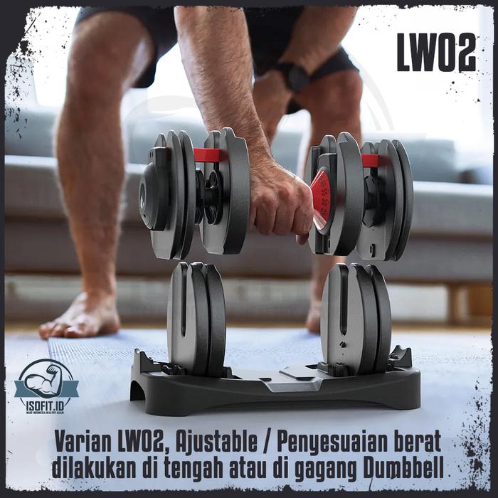 Adjustable Dumbbell Barbell / Alat Fitness Set 2.5 KG - 24 KG [PAKET 2 PCS] - LW-01 (Old)