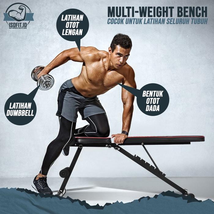 Adjustable Gym Bench Press / Kursi Alat Fitness Rumah / Alat Latihan Kebugaran gratis tali resistensi (107) - Warna