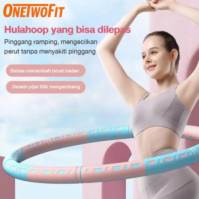 OneTwoFit Hula Hoop Foam Massage Hula Hoop Portable Olahraga Di Rumah - biru merah muda