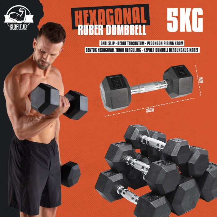 Hex Rubber Dumbell / Barbel Hexagonal Karet - 2,5 KG