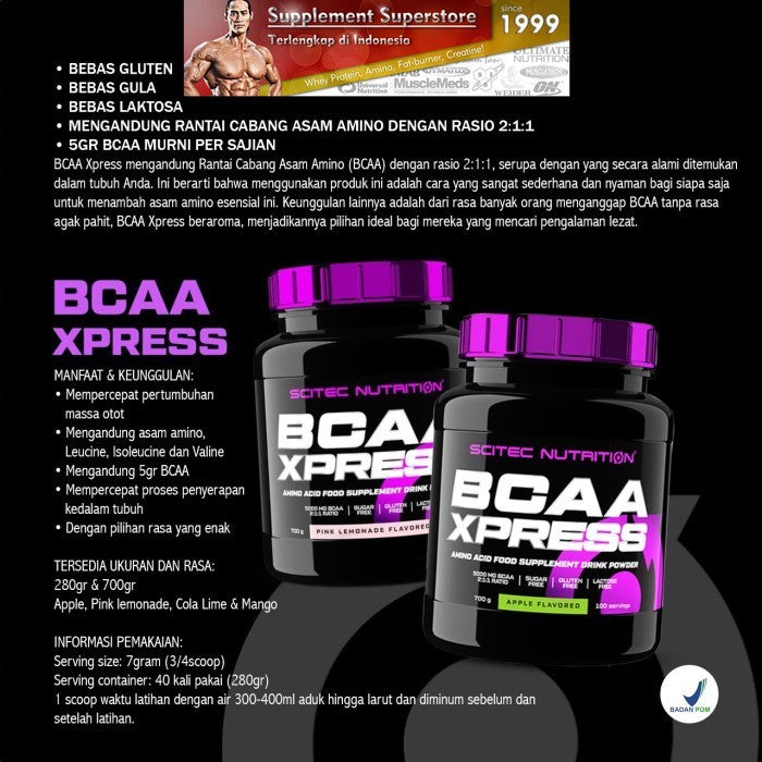 Scitec - BCAA XPRESS 700Gram Apple - Tanpa bonus