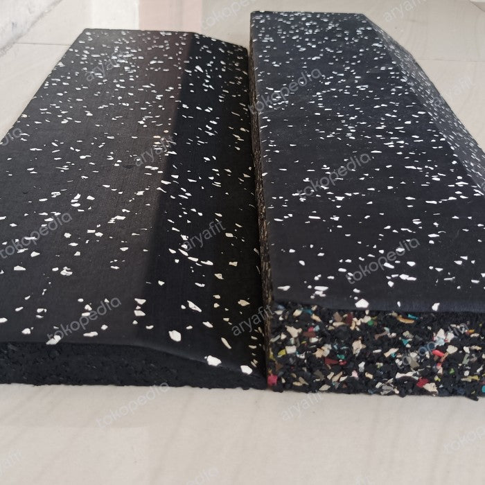 Rubber Edge Ramp Flooring | Tanjakan Lantai Karet 20mm warna kuning - bintik putih2cm