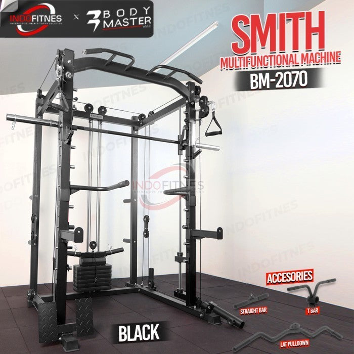 BODYMASTER Smith Machine BM-2070 - Power Rack Functional Bench Press - Alat Saja Red, BELUM ONGKIR
