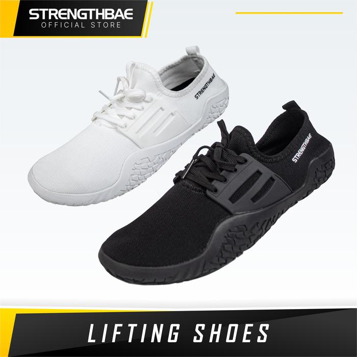 Lifting Shoes STRENGTHBAE Barefoot Gym Shoe Sepatu Gym Deadlift Slipper Slippers Olahraga Squat Bench Press - Black, 43