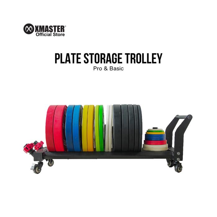 XMASTER Plate Storage Trolley Pro Stainless Steel Adjustable Holder 4 Roda Gym Komersial Crossfit - Trolley 2 Wheel