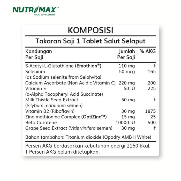 Nutrimax Glutoxidant Membantu Meningkatkan Kadar Glutathione Membantu Mencerahkan Kulit dan Bebas Dari Flek dan Warna Kulit Tidak Merata Kolagen