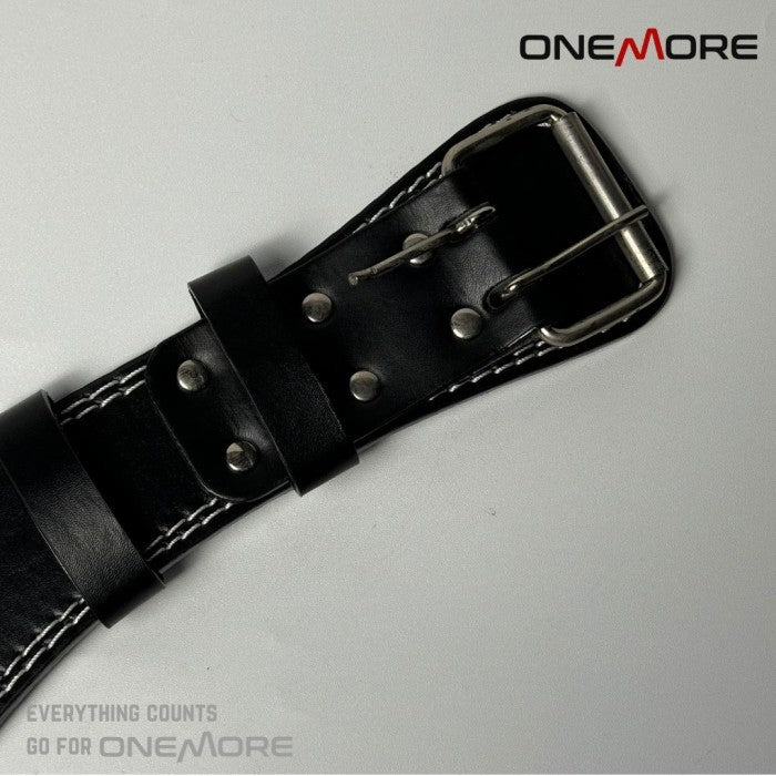ONE MORE Leather Gym Belt Sabuk Fitness Premium - S
