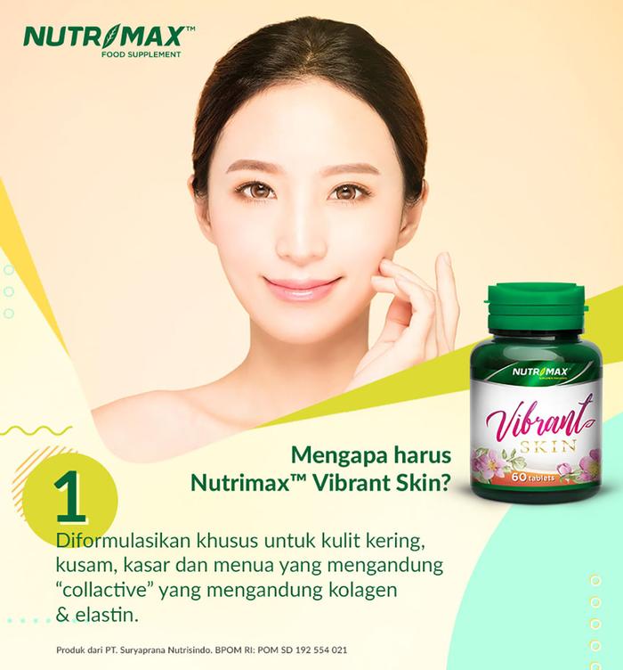 Nutrimax Vibrant Skin Tablet  Kulit Kencang Cerah Kolagen Elastin Antioksidan Isi 60 Tablet mencerahkan  acid