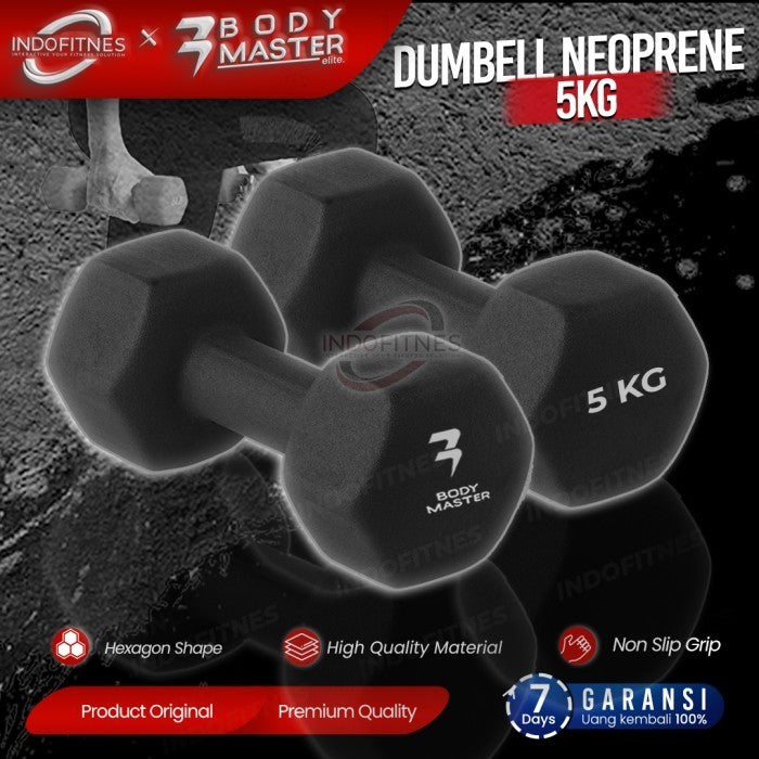 BODYMASTER 5KG Dumbell Neoprene Barbel Mini Dumbel Warna Kecil Karet