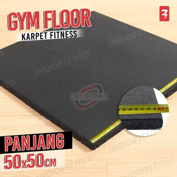 BODYMASTER Karpet karet gym rubber matras fitnes floor tiles BM-E250 - Black, TOPED