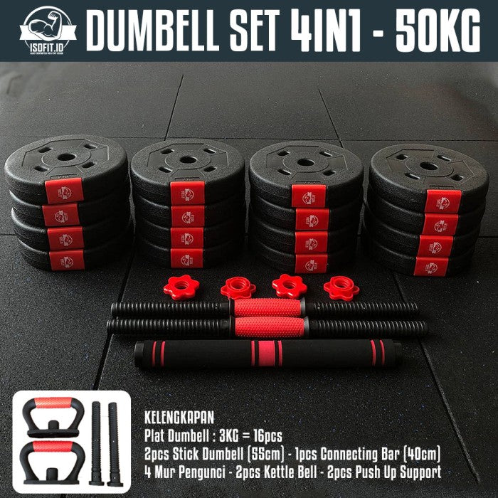 DUMBELL SET ROUND / Barbel / Alat Angkat Beban/ Alat Fitness - 2 IN 1 - 10KG