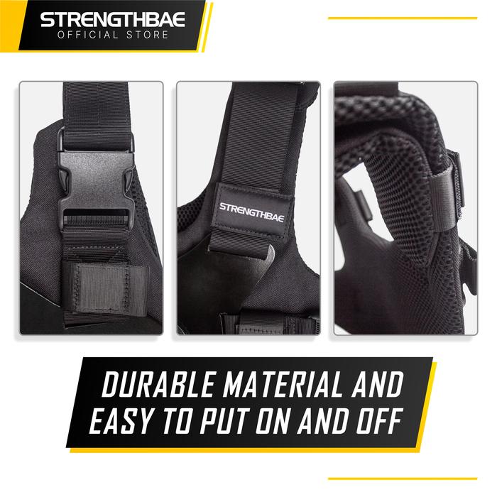 Plate Loaded Weighted Vest STRENGTHBAE Rompi Beban Adjustable Weight Vest Dengan Plat Beban Kalistenik Calisthenic - Lubang 5cm