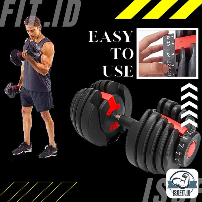 Adjustable Dumbbell Barbell / Alat Fitness Set 2.5 KG - 24 KG [PAKET 2 PCS] - LW-01 (Old)