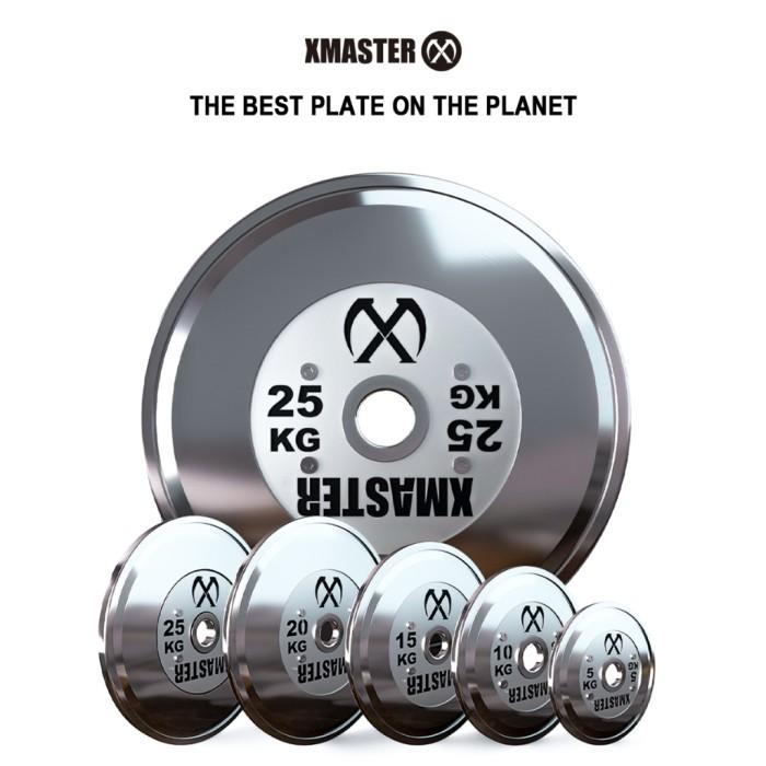 XMASTER Set Bumper Plate CPU 140-150KG Standar IWF IPF CrossFit Powerlifting ROGUE ELEIKO Bahan Bumper & Steel untuk Gym dan Studio Fitness 140KG Set - Steel Ch 150KG