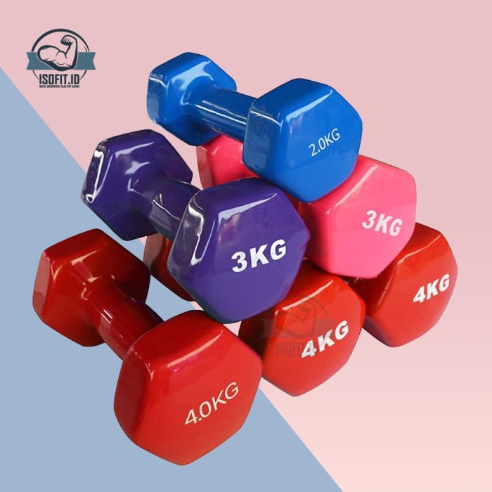 Ladies Hex Plastic Dumbell / Barbel Hexagonal Plastik Wanita - 5 KG