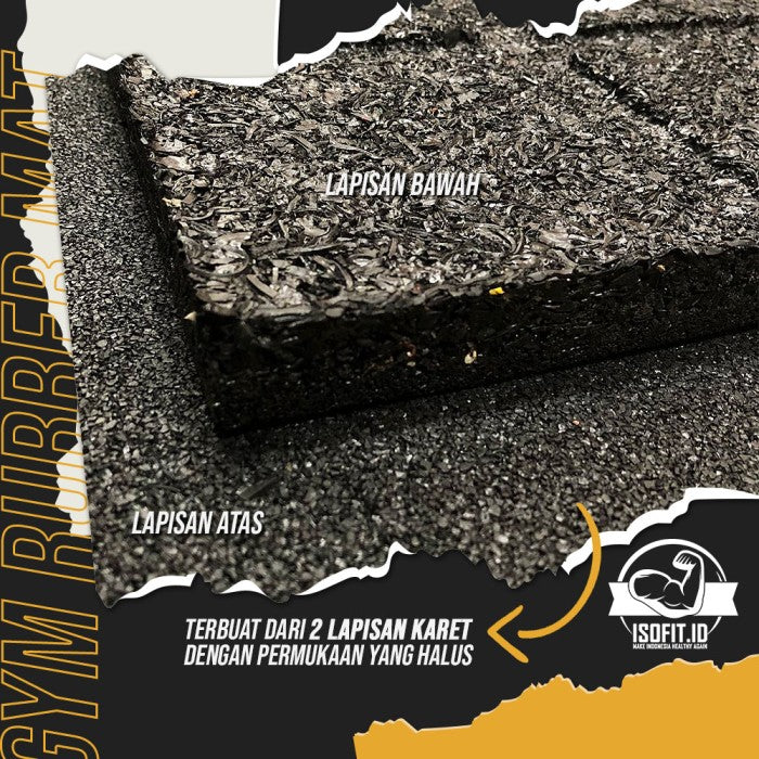 QX01 Black Gym Rubber Floor Mat / Karpet Lantai Karet 2,5CM