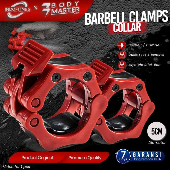 BODYMASTER Barbell Dumbell 5cm Collar Clamp Pengunci Penjepit Bar - Hitam