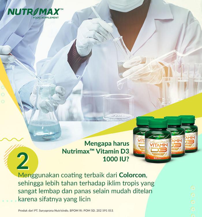 Nutrimax Vitamin Vit D3 1000 IU Kesehatan Tulang Gigi Imunitas Osteoporosis Autoimun - Nutrimax Vitamin D3 1000 IU Isi 60 Tablet