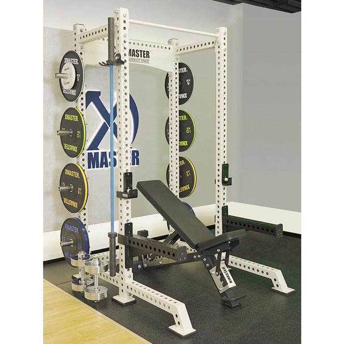 XMASTER Power Half Rack Gym Power Rack Alat Fitness Rak Multifungsi Powerlift Bodybuilding Weightlifting Rack Plate GYM ROGUE ELIKO Chrome 1200 x 1550 x 2300 mm Baja Ringan dengan Finishing Krom Cocok untuk Home Gym dengan Ruang Terbatas - Otot - Chrome