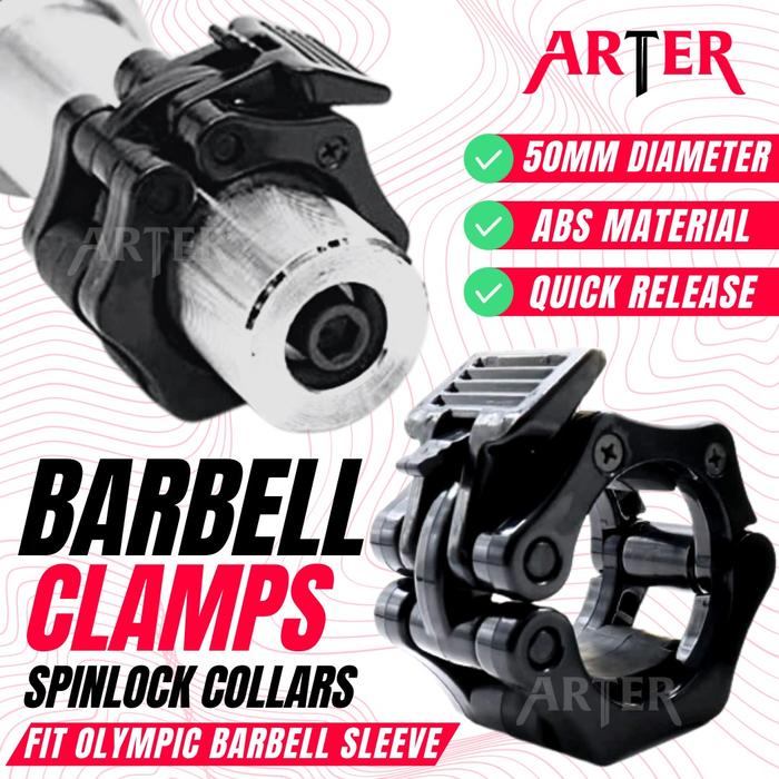 ARTER Barbell Locks 50mm 5cm Collars Collar Clips ABS Easy Release - Two Pieces