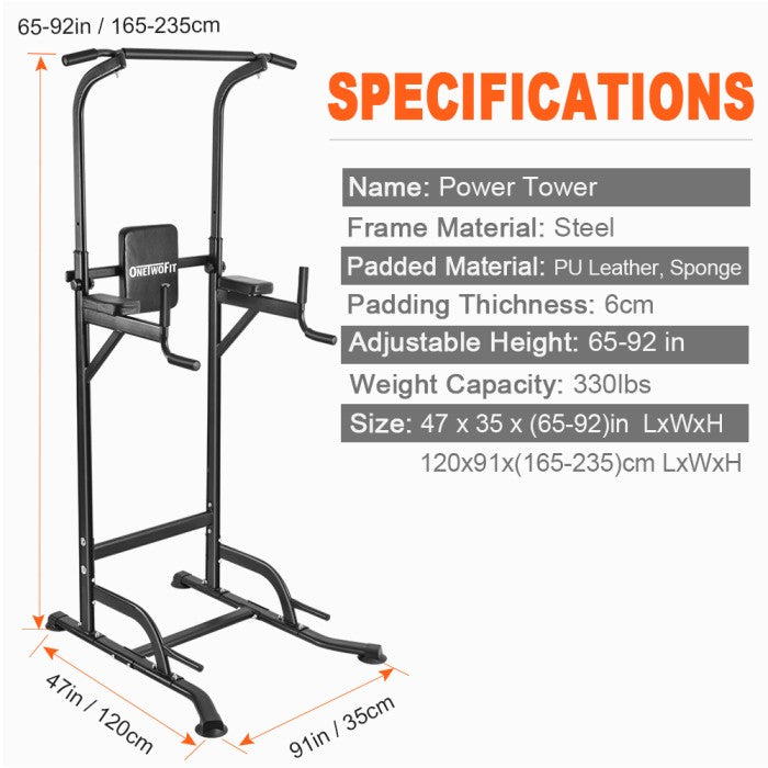 Onetwofit Power tower Pull up alat olahraga rumahan