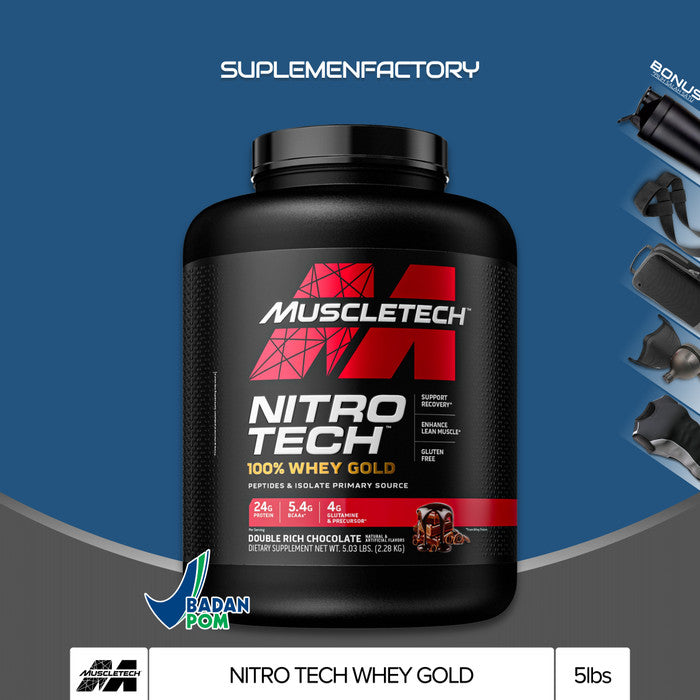 Muscletech Nitrotech Whey Gold 5,5 lbs Nitro tech 5,5lbs Whey Protein - Coklat