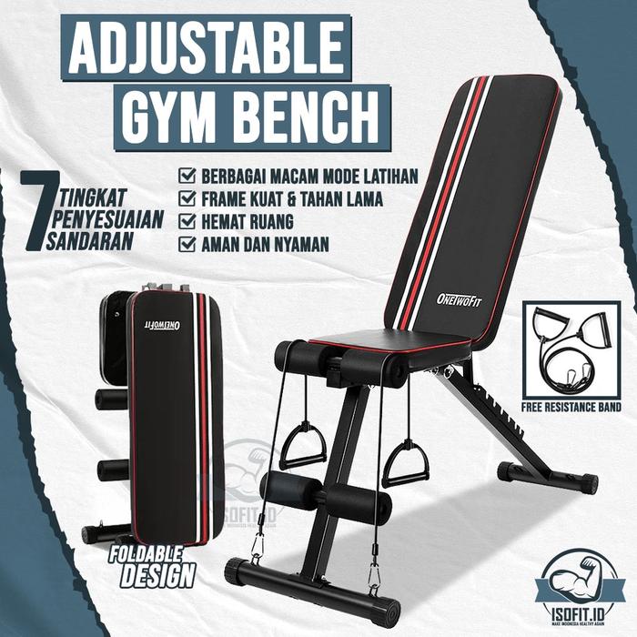 Adjustable Gym Bench Press / Kursi Alat Fitness Rumah / Alat Latihan Kebugaran gratis tali resistensi (107) - Warna