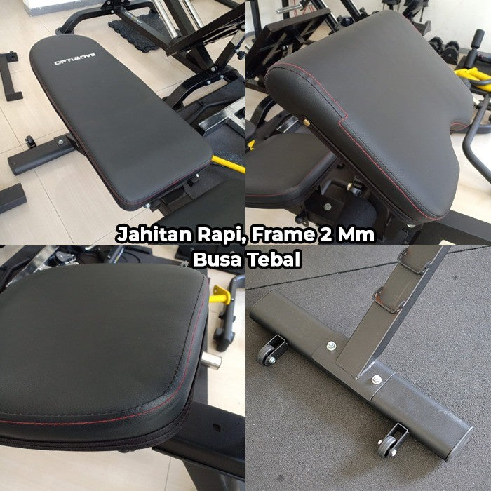 Adjustable Bench Optimove BE-04 Bangku Gym Fitness Leg Curl Extension